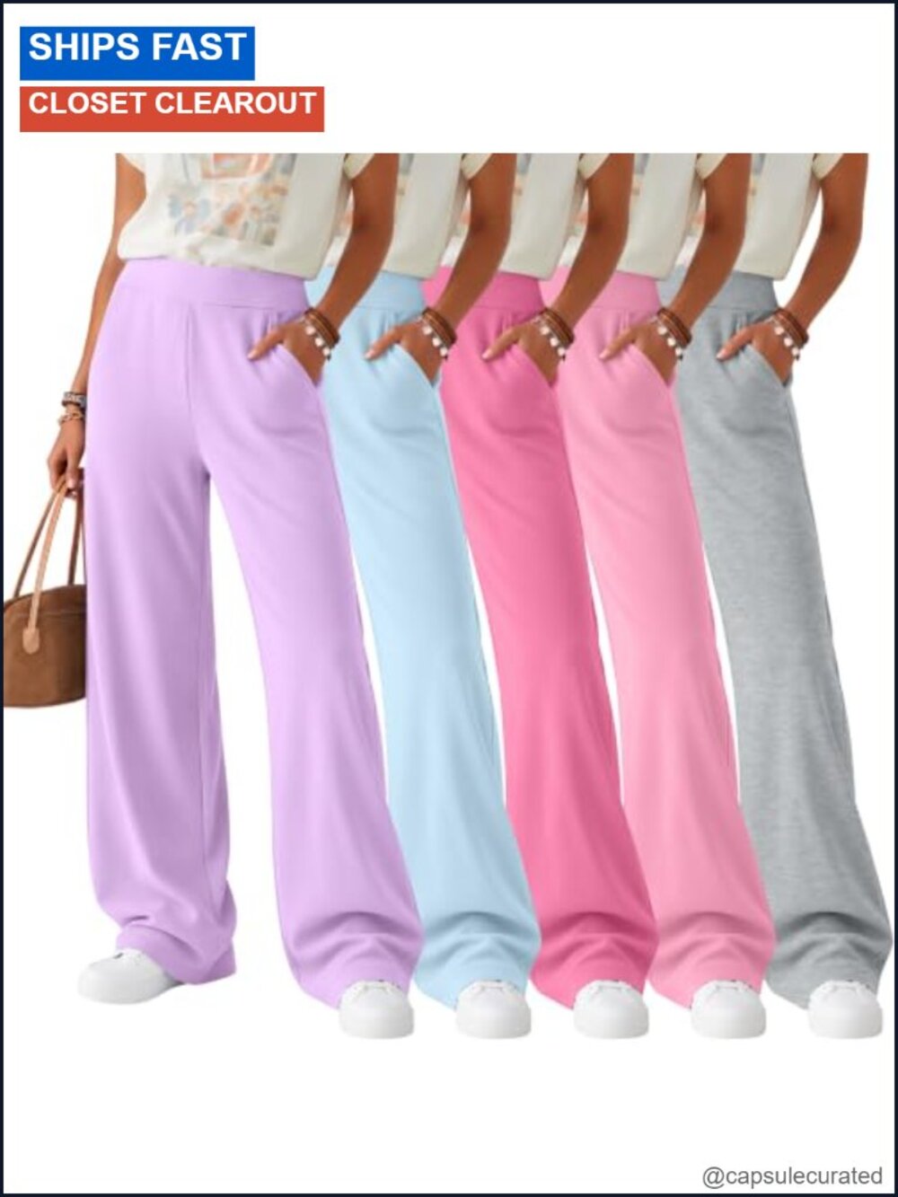 Pack Girls Wide Leg Sweatpants Elastic Waist Polyester Cotton Spandex